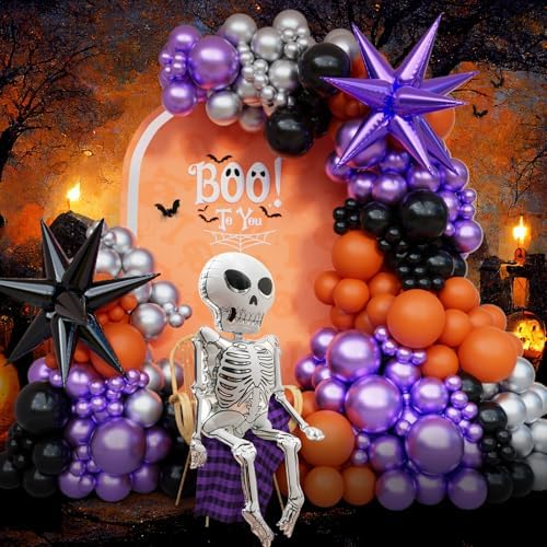 Bonropin 161Pcs Halloween Balloons Garland Arch Kit