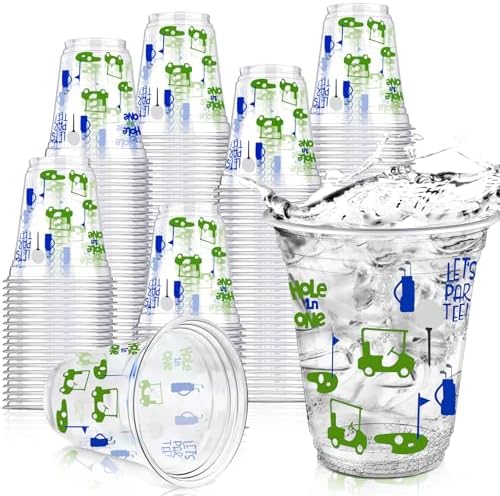 100 Pcs Clear Golf Cups 12oz Blue Disposable Party Supplies
