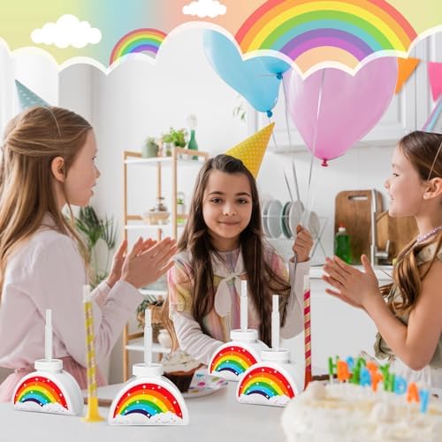 Domensi 12 Pack Rainbow Cups with Lids and Straws