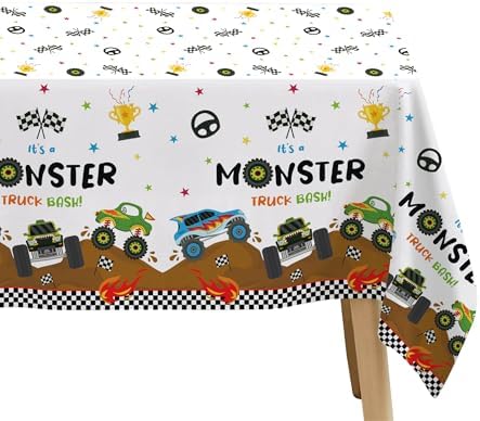 Monster Truck Birthday Tablecloth - 3 Pack 54x108 Inches