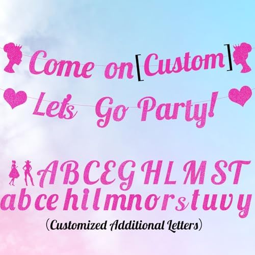 Hot Pink Glitter Party Banner Princess Decor
