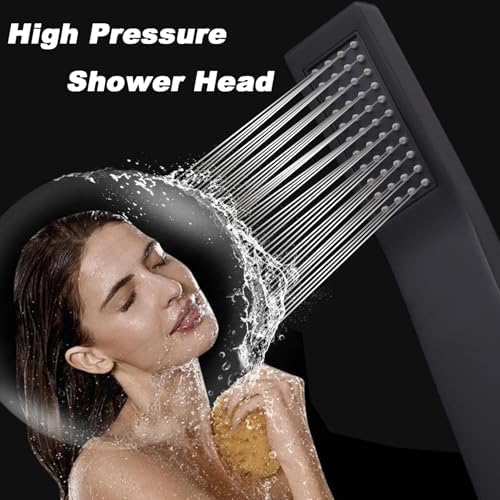 Black Handheld Shower Wand with 59 Inch Hose and Brass Sprayer