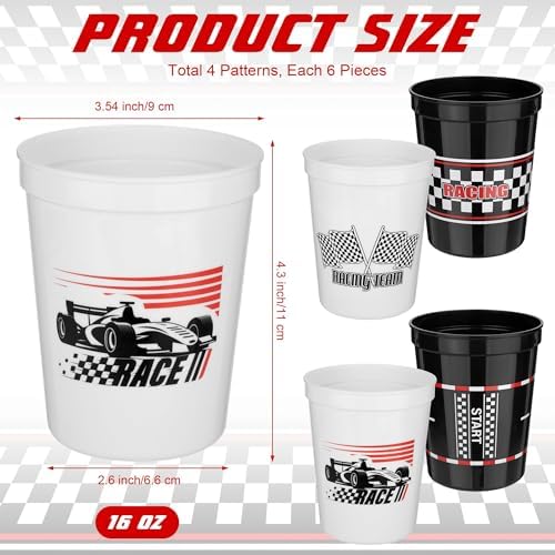 24 Piece Checkered Flag Racing Cups for Birthday Parties