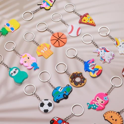 120pcs Cartoon Keychain Party Favors Bulk Set