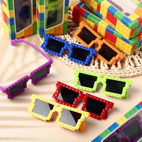 12 Piece Building Block Party Favor Set with Sunglasses and Gift Boxes