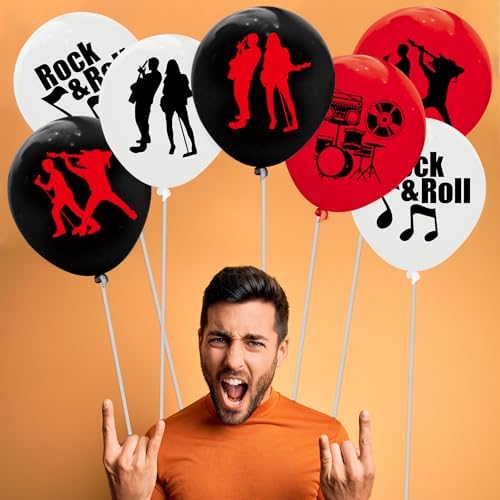CupaPlay 64PCS Rock and Roll Balloons Party Decorations