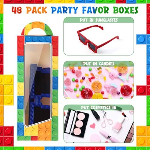 12 Piece Building Block Party Favor Set with Sunglasses and Gift Boxes