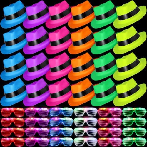 48 Piece Neon Party Kit with Hats and Glasses