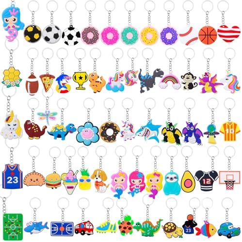 120pcs Cartoon Keychain Party Favors Bulk Set