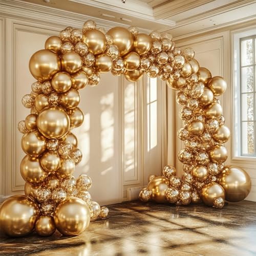 Chrome Metallic Gold Balloon Garland Kit 98PCS