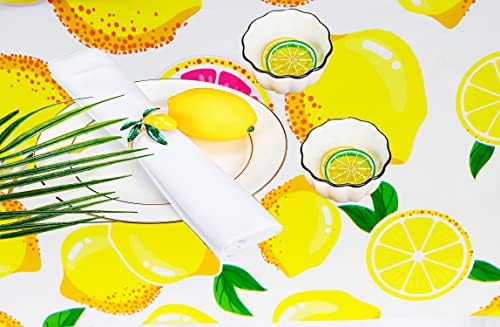 Lemon Theme Tablecloth 108x54 Inches for Summer Parties