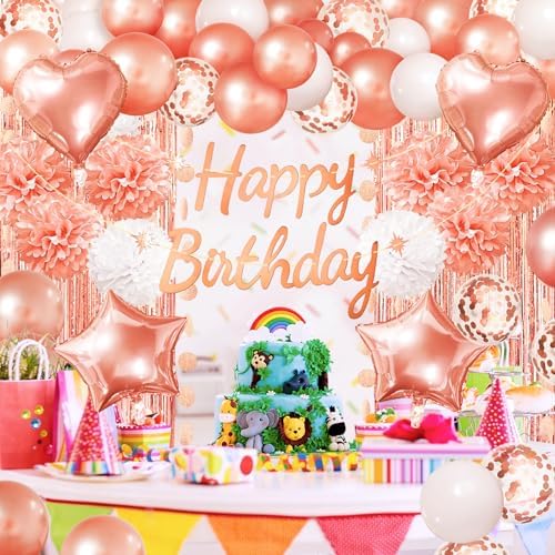ZERODECO Rose Gold Birthday Decorations