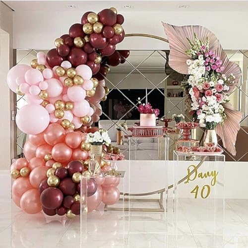 Burgundy Rose Gold Balloons 60 Pcs 12 Inches