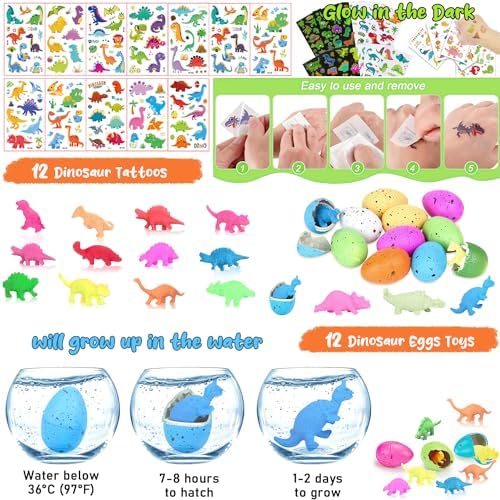Slmeno Dinosaur Party Favors 10 Styles 168Pcs Set