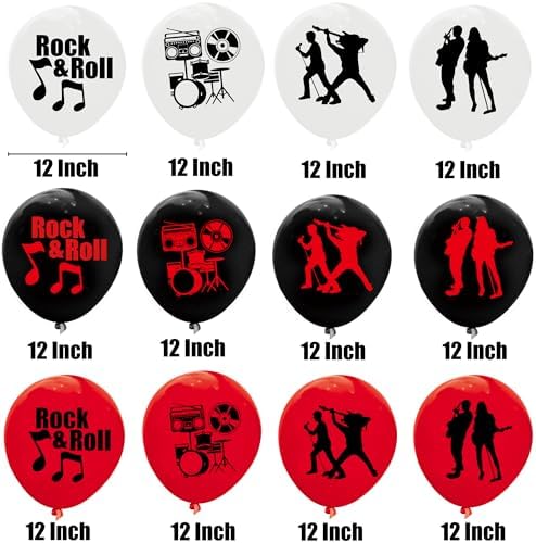 CupaPlay 64PCS Rock and Roll Balloons Party Decorations