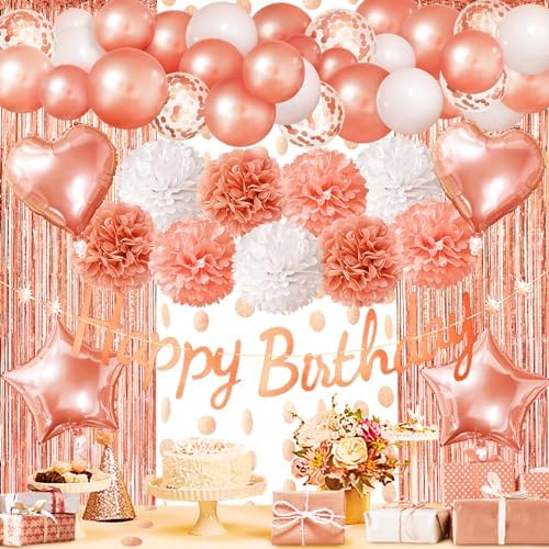 ZERODECO Rose Gold Birthday Decorations