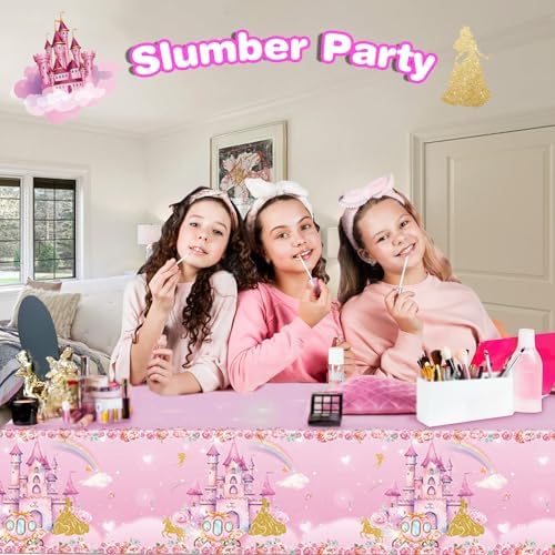 3PCS Pink Princess Tablecloths for Birthday Party Decor