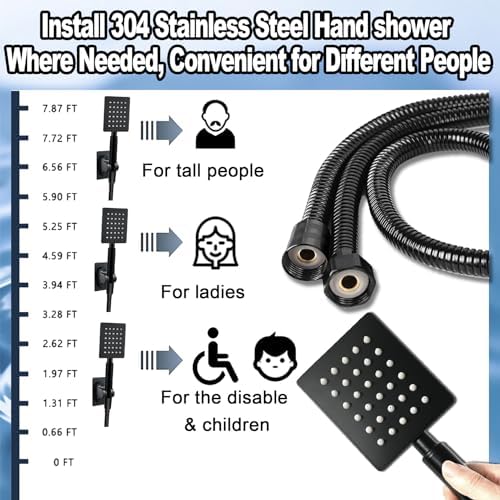 Wosaisius Matte Black Dual Shower Head Combo