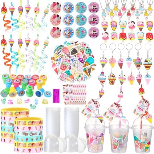 195 Pcs Ice Cream Party Favor Set for 16 Kids