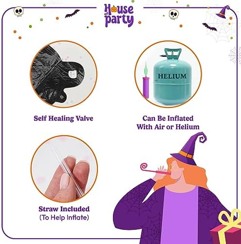 HOUSE OF PARTY Extra Large Halloween Witchs Cat Foil Balloons