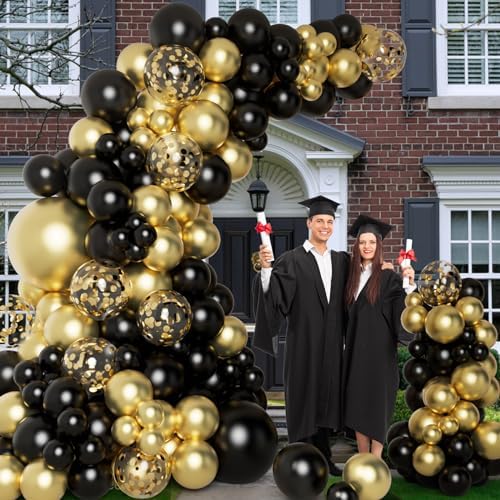 DBKL Black and Gold Balloons Garland Arch Kit for Parties