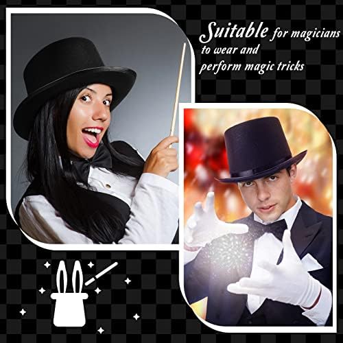 Loopeer 12 Pcs Black Felt Magician Hats for Men Women