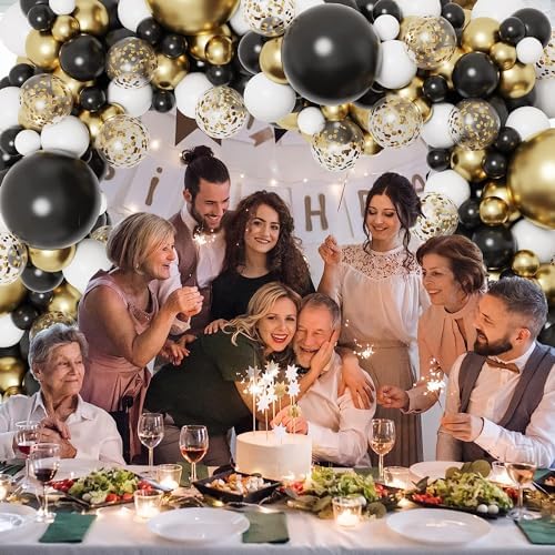 Black and Gold Balloon Garland Arch Kit for 50th Birthday Decorations