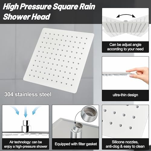 Metal 8 Inch High-Pressure Rainfall Shower Head with Handheld Combo