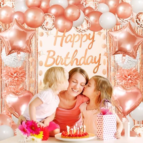 ZERODECO Rose Gold Birthday Decorations