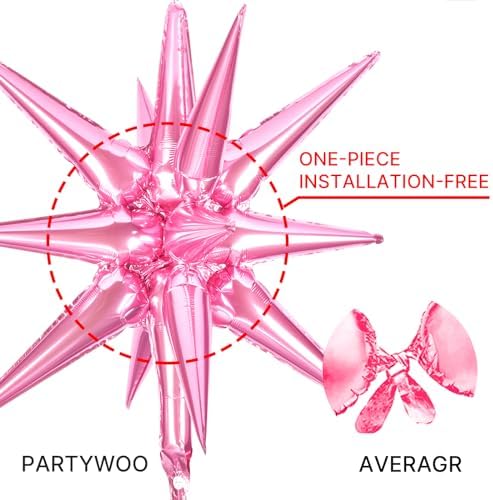 Partywoo Metallic Pink Balloons 110pcs Size Set