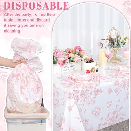 3 Pack Pink Floral Tablecloths 54 X 108 Inch