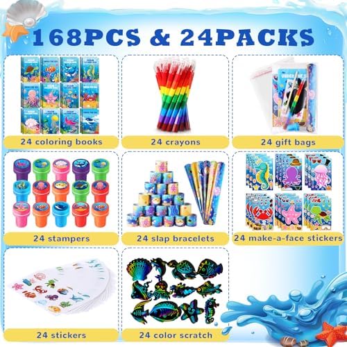 BenLouis 192Pcs Ocean Animals Party Favor Set