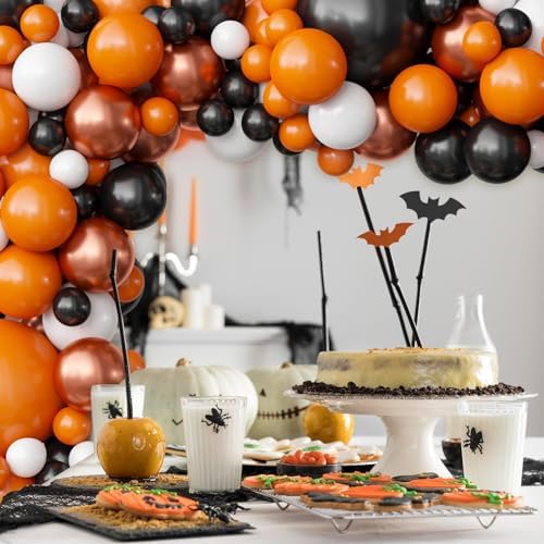 OuMuaMua Halloween Balloon Arch Kit 116Pcs Black Orange Metallic Balloons for Party Decorations
