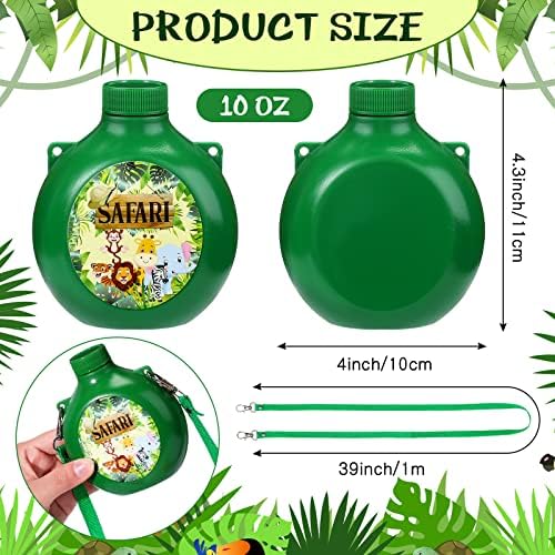 Eaasty 12 Set Jungle Safari Kids Water Bottles with Straps