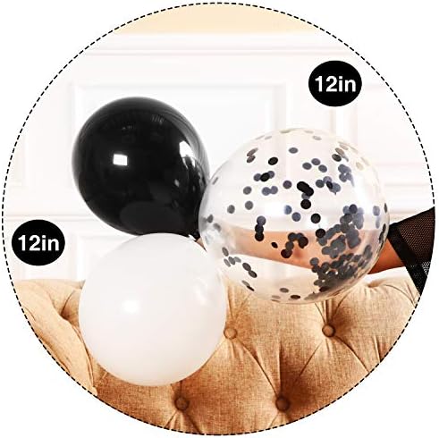 Hestya 100 Piece 12 Inch White Black Balloons Party Decoration Kit