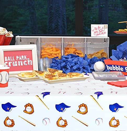 4 Pack Baseball Themed Tablecloth for Sports Birthday Party