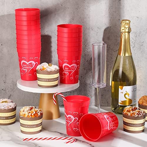 CHENGU Valentines Heart Cups 12 Oz 48 Count Pack