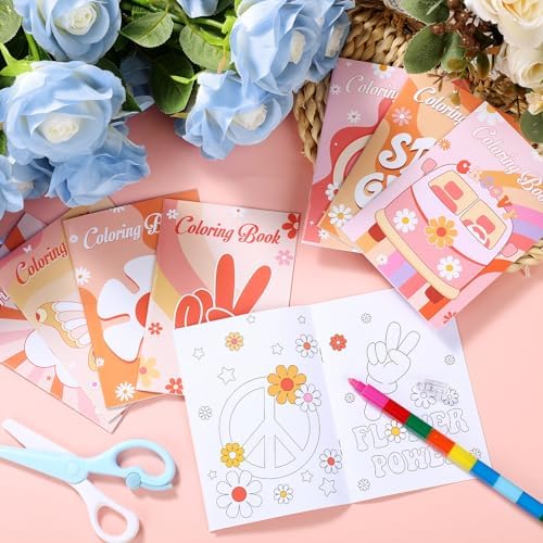 Honoson 24 Pcs Boho Hippie Coloring Book Set