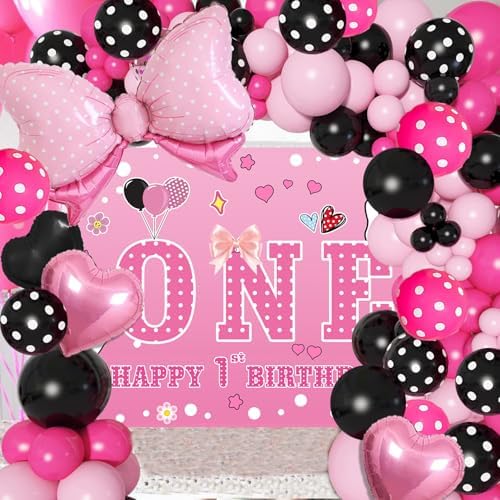 5x3FT Pink Mouse Birthday Balloon Backdrop Decor