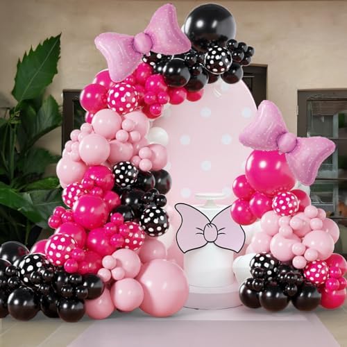125PCS Pink Bow Balloon Arch Garland Kit for Birthday and Baby Shower Decorations
