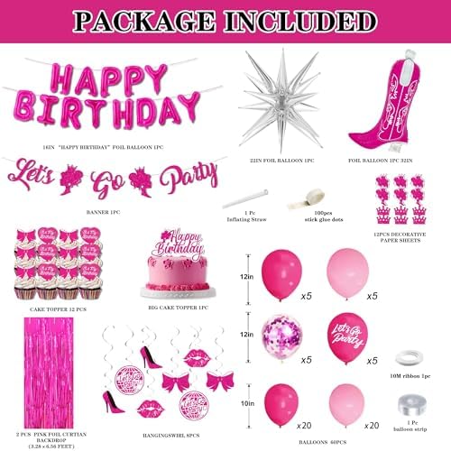 Hot Pink Birthday Decorations for Girls - 110PCS Balloons Arch Kit