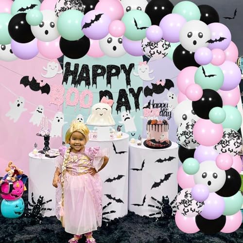 Pastel Halloween Birthday Balloon Garland Arch Kit for Girls