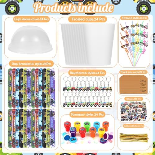 Kolewo4ever 244 Pieces Monster Truck Party Favors Set