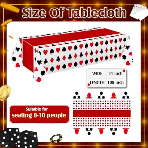 Hosuly 3 Pcs Casino Theme Tablecloths Poker Party Decorations