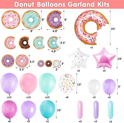 Levfla 100 PCS Donut Balloons Garland Party Decor