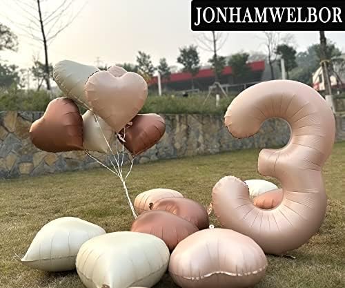 Jonhamwelbor 40 inch Number 3 Balloon with Heart for 3rd Birthday Decor