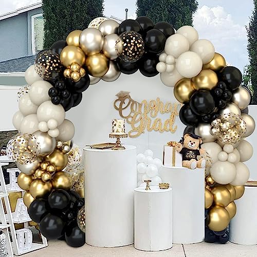 Black and Gold Balloon Garland Arch Kit for 50th Birthday Decorations
