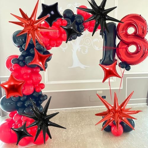Froova Red and Black Star Balloons 22in Decor Set