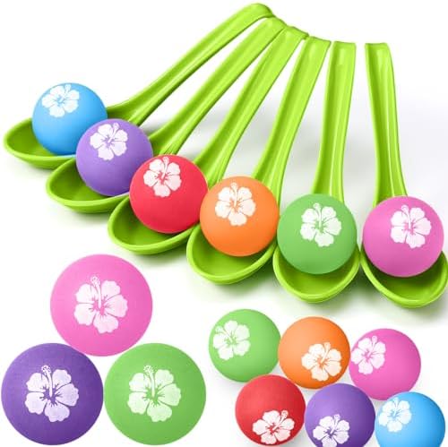 12 Pcs Hawaiian Egg and Spoon Race Game Set