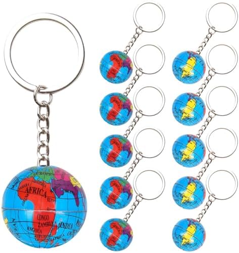 PROLOSO 48 Pcs Globe Keychains Bulk for Kids